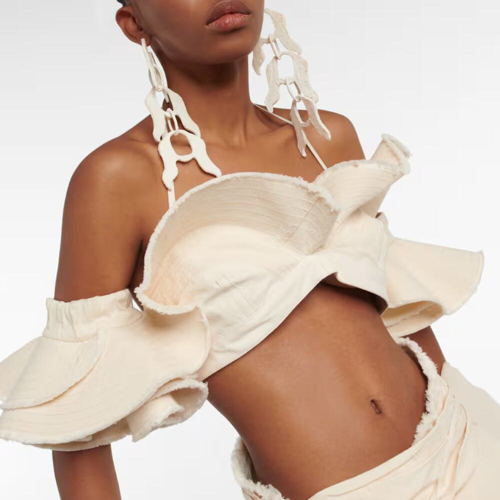Jacquemus | La Brassiere Artichaut Ruffled Bralette in Canvas Crop Top 34 XS